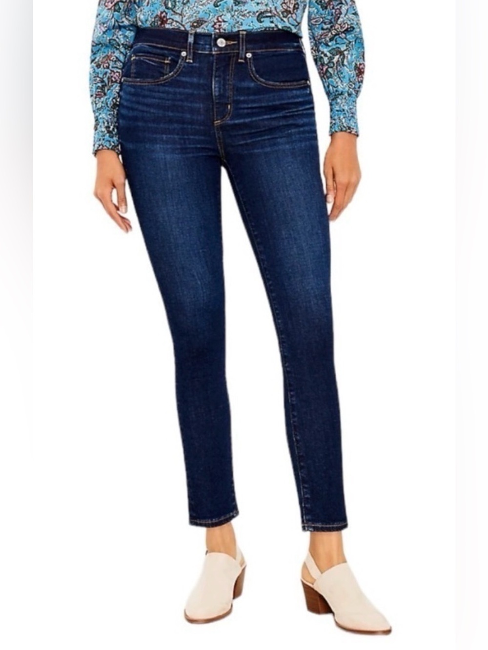 LOFT Curvy Skinny Jeans Womens Size 28/6 Petite Dark Wash Mid Rise Stretch Denim